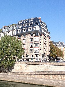 Vert Galant, en art deco lejlighedsbygning på 42 quai des Orfèvres, Paris, nær Place Dauphine og Palais de Justice (1929-1932).