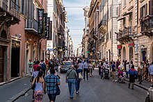 Via del Corso, which constitutes the Tridente, one of the main shopping streets in Rome Via del Corso (14913181329).jpg