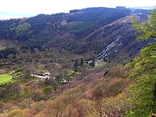 Powerscourt Waterfall seen from slopes of Maulin