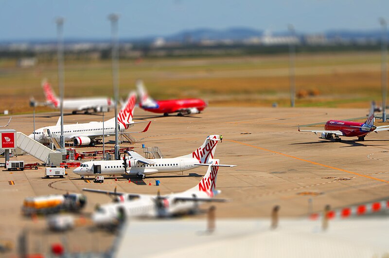 File:Virgin Australia Brisbane Airport tilt-shift.jpg