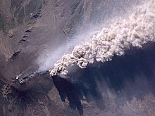 Photo satellite d'un panache volcanique de l'Etna au cours de l'une de ses éruptions.