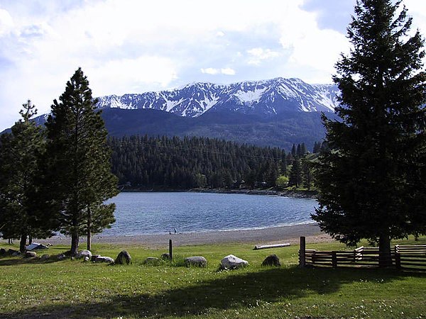 Mountains and glacial lake in Wallowa County attract tourists to the area.