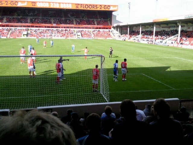 Walsall (in red shirts) playing Gillingham in 2009 at Bescot Stadium