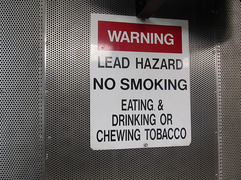 File:Warning sign posted indoor firing range to prevent Lead exposure.jpg