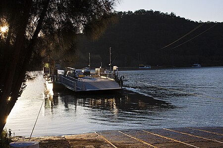 Webbs Creek Ferry, departing the Wisemans Ferry side of the Hawkesbury River Webbs creek ferry-1w.jpg