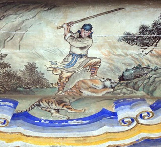 Wu Song slaying a tiger (Summer Palace mural)