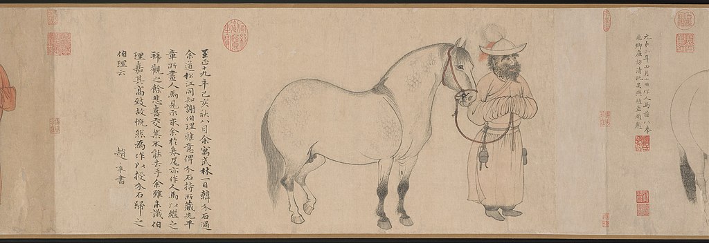 File:元 趙孟頫 趙雍 趙麟 吳興趙氏三世人馬圖 卷-Grooms and Horses ...