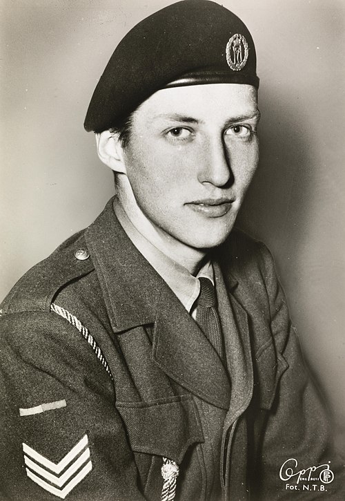 Prince Harald as a student in the Cavalry Officers' Candidate School, Trandum, 1956/1957