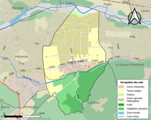 Carte en couleurs présentant l'occupation des sols.