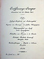 Speisekarte des Eröffnungs-Soupers des Hotels Adlon am 26.10.1907