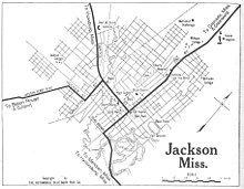 Map of Jackson in 1919 1919 map Jackson, Mississippi Automobile Blue Book.jpg