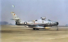 55th Fighter-Bomber Squadron Republic F-84F 20th Fighter Wing F-84 at RAF Wethersfield.jpg