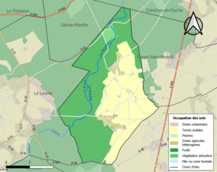 Kolorowa mapa przedstawiająca użytkowanie gruntów.