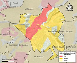 Carte des zones d'aléa retrait-gonflement des sols argileux de Saint-Mathieu-de-Tréviers.