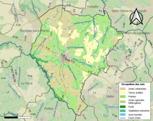 Barevná mapa znázorňující využití půdy.