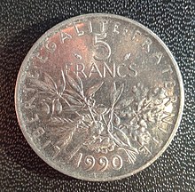 5 Francs (1990) - Vorderseite.jpg