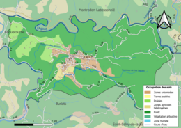 Kolorowa mapa przedstawiająca użytkowanie gruntów.