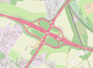 Overview map of the Kassel-West motorway junction