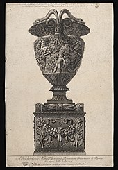 One of Piranesi vases sold in 1848 A marble vase placed on a pedestal. Etching by G.B. Piranesi Wellcome L0074701.jpg