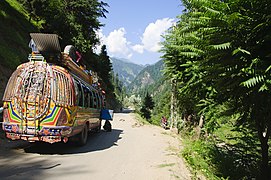 Many local buses in Pakistan are decorated with truck art.