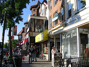 Shops along 18th Street NW in the Adams Morgan neighborhood