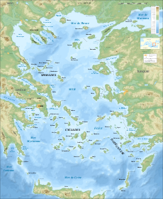 Aegean Sea map bathymetry-fr.svg