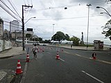 Mit viel Aufwand eingerichtete Fahrradspur im historischen Zentrum