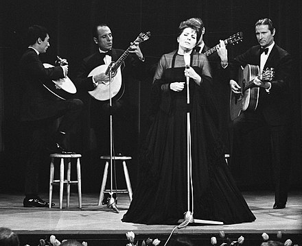 Amália Rodrigues, known as the Queen of Fado, performing in 1969