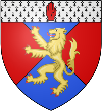 Arms granted to Guinness's
grandfather Hosea Guinness in 1814 Arms of Guinness.svg