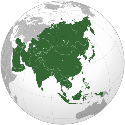 Location of the continent of Asia.