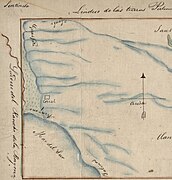 Diseño of Rancho Sausal Redondo showing Salinas along shoreline in bottom left