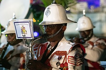 The hat of members of the Royal Barbados Police Force featuring the St Edward's Crown