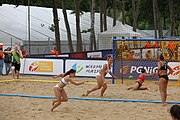 Deutsch: Beachhandball Europameisterschaften 2019 (Beach handball Euro); Tag 3: 4. Juli 2019 – Frauen,Platzierungsrunde Gruppe III, Zypern-Türkei 0:2 (14:24, 22:23) English: Beach handball Euro; Day 3: 4 July 2019 – Women Consolation Round Group III – Cyprus-Turkey 0:2 (14:24, 22:23)