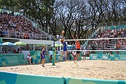 Deutsch: Beachvolleyball bei den Olympischen Jugendspielen 2018; Tag 11, 17. Oktober 2018; Jungen,Finale – Niederlande (Matthew Immers/Yorick de Groot)-Schweden (David Åhman/Jonatan Hellvig) 0:2 (20–22/15–21) English: Beach volleyball at the 2018 Summer Youth Olympics at 17 October 2018 – Final – Netherlands (Matthew Immers/Yorick de Groot)-Sweden (David Åhman/Jonatan Hellvig) 0:2 (20–22/15–21)