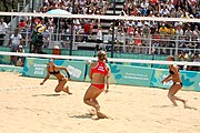 Deutsch: Beachvolleyball bei den Olympischen Jugendspielen 2018; Tag 11, 17. Oktober 2018; Mädchen, Finale – Italien (Claudia Scampoli & Nicol Bertozzi)- Russland (Maria Woronina & Maria Botscharow) 0:2 (19–21/19–21) English: Beach volleyball at the 2018 Summer Youth Olympics at 17 October 2018 – Girls Final – Italy (Claudia Scampoli & Nicol Bertozzi) - Russia (Maria Voronina & Maria Bocharova) 0:2 (19–21/19–21)