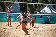 Deutsch: Beachvolleyball bei den Olympischen Jugendspielen 2018; Tag 8, 14. Oktober 2018; Mädchen, Achtelfinale – Mexiko-China 0:2 (15–21/16–21) English: Beach volleyball at the 2018 Summer Youth Olympics at 14 October 2018 – Girls Round of 16 – Mexico-China 0:2 (15–21/16–21)