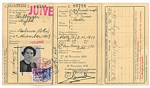 Belgium ID card for a foreign Jewish woman used in Vichy France. Belgium ID card for a foreign Jewish woman used in Vichy France.jpg