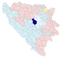 ボスニア・ヘルツェゴビナでのゼニツァの位置の位置図