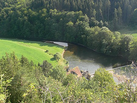 Blick auf Donau von Benediktushöhle