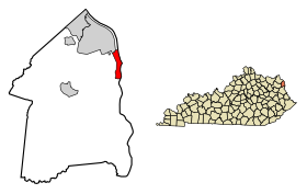 Boyd County Kentucky Incorporated and Unincorporated areas Catlettsburg Highlighted 2113420.svg