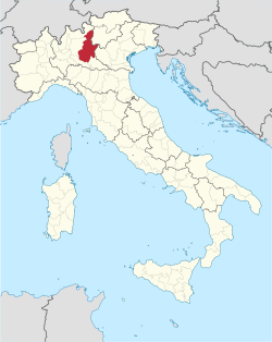 Map highlighting the location of the province of Brescia in Italy