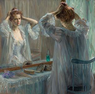 La Toilette. Madeleine Zillhardt peinte par Louise Catherine Breslau en 1898. Collection privée.