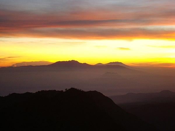 Eastern Salient of Java mountain range view from Bromo Tengger Semeru National Park at early morning