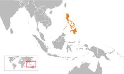 Peta menunjukkan lokasi Brunei dengan Philippines