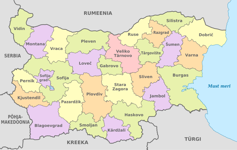 File:Bulgaria, administrative divisions - et - colored.svg