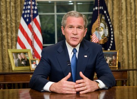 President George W. Bush outlining his comprehensive immigration reform proposal in a television address.