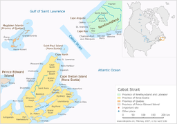 Cabotsundet ligger nord for Kap Bretonön i Nova Scotia.