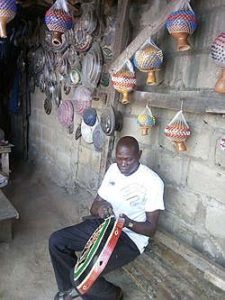Picture taken of calabash carving in Oyo, Oyo State, of present-day Nigeria