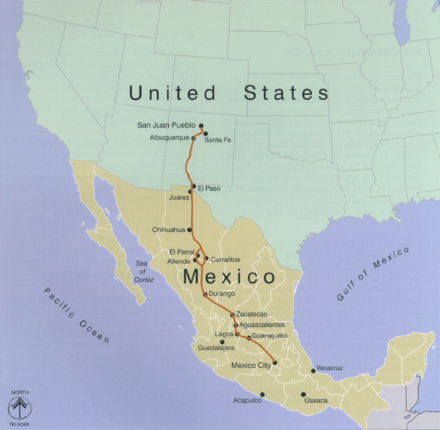 Map of the Camino Real de Tierra Adentro