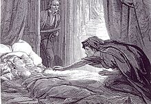 Illustration by D. H. Friston that accompanied the first publication of lesbian vampire novella Carmilla in The Dark Blue magazine in 1872 Carmilla.jpg